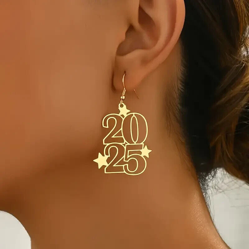 2025 New Year Eve Celebration Golden Drop & Dangle Earrings